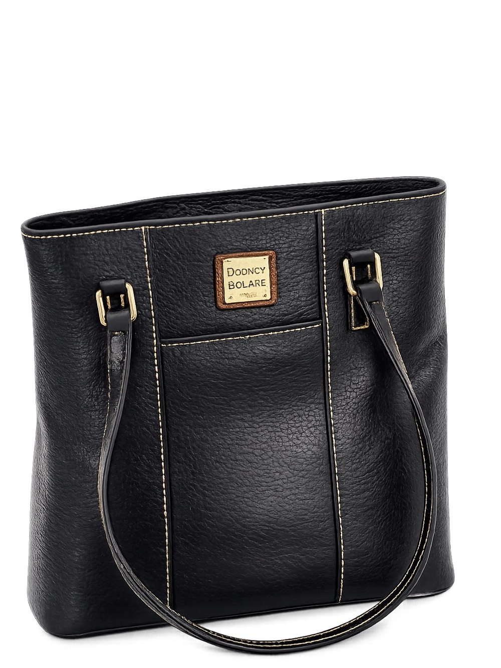 Dooney & Bourke Black Leather-Textured Tote with Gold Hardware